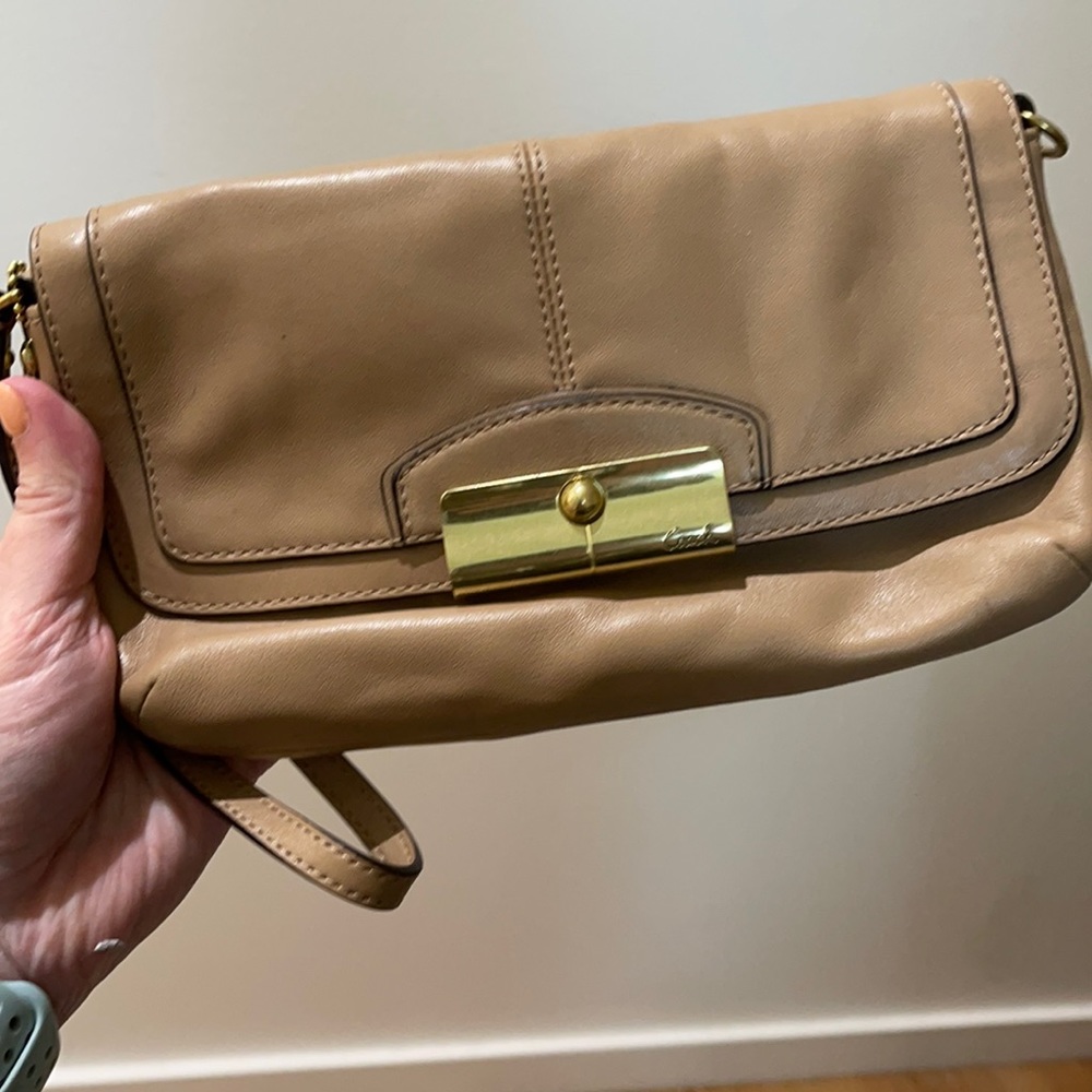 Coach large taupe Wristlet